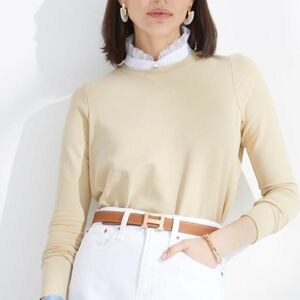 LePrivé Alya top and detachable Hudson collar cream Long Sleeve Top